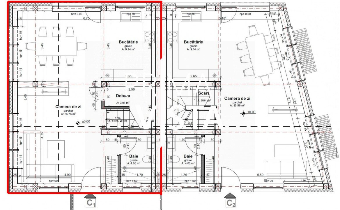 Vanzare casa cuplata cu panorama 156 mp, 2 garaje zona Dambul Rotund