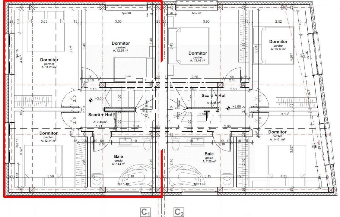 Vanzare casa cuplata cu panorama 156 mp, 2 garaje zona Dambul Rotund