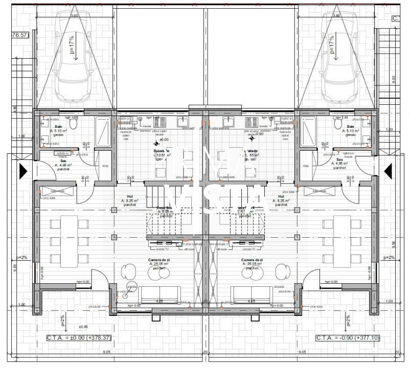 Vanzare casa tip duplex 140 mp, teren 386 mp zona Dermiz