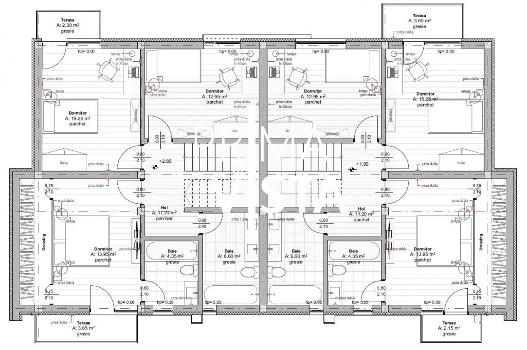 Vanzare casa tip duplex 140 mp, teren 386 mp zona Dermiz